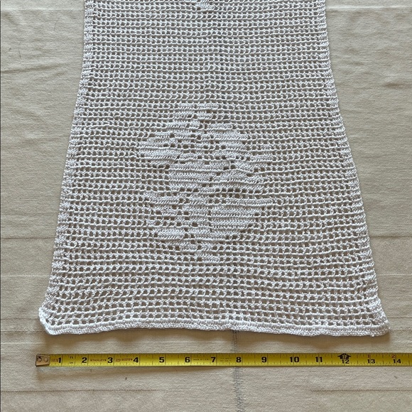 Rustic Handmade White Crochet Table Runner - Picture 4 of 4